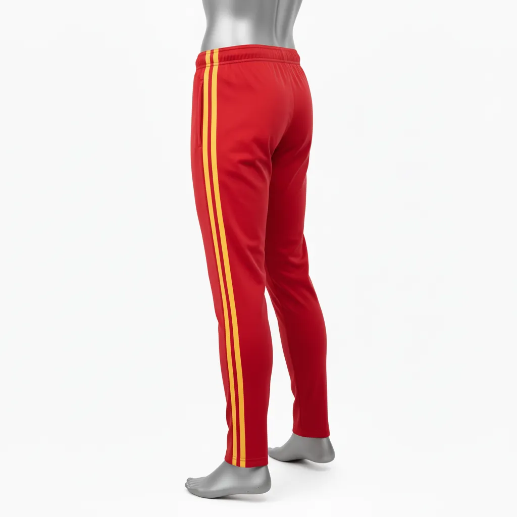 Custom Wrestling Full Length Warmup Pant - Gold - Cardinal Vegas Dual Stripe - Back View - Kinexa Sportswear