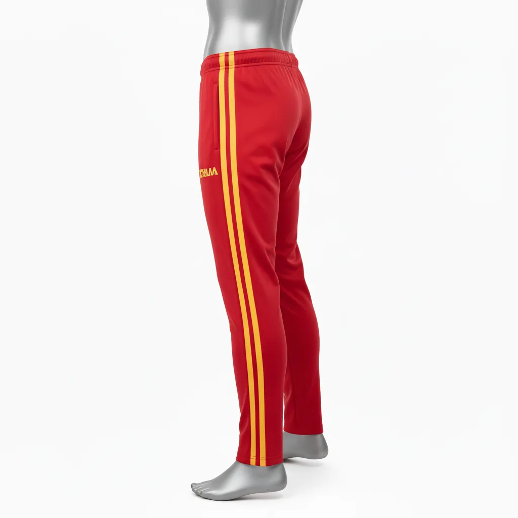 Custom Wrestling Full Length Warmup Pant - Gold - Cardinal Vegas Dual Stripe - Side View - Kinexa Sportswear