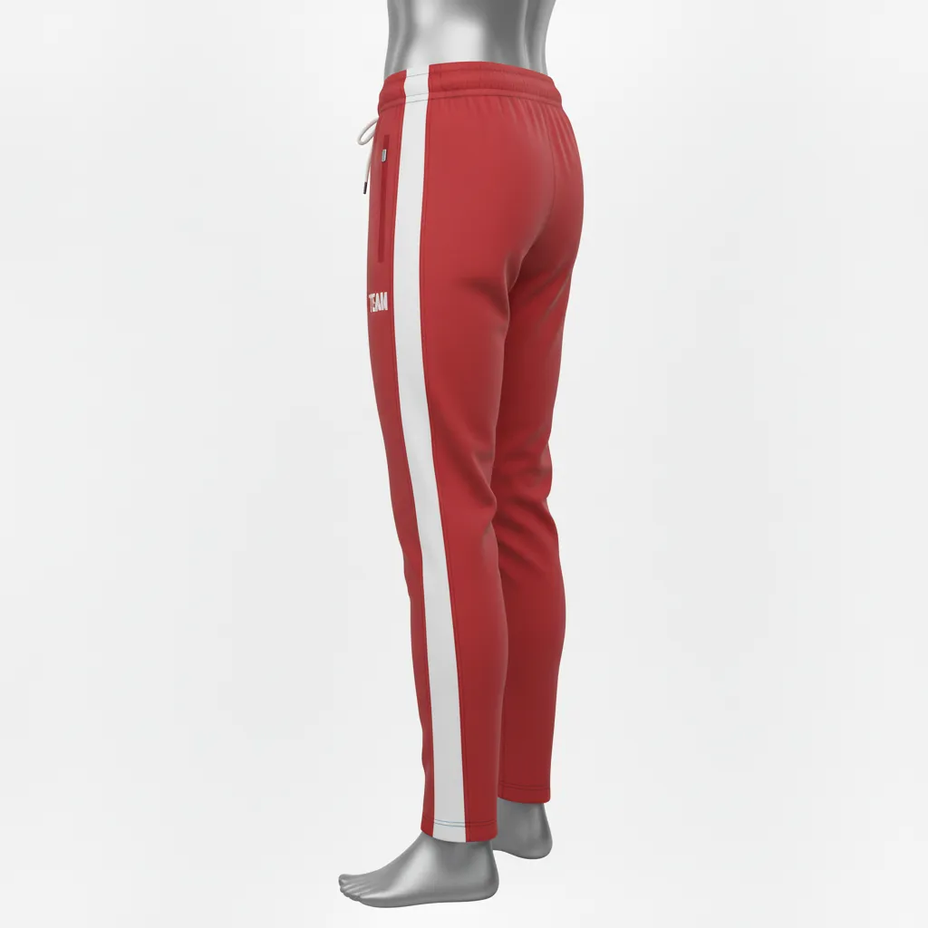 Custom Wrestling Full Length Warmup Pant - White - Cardinal Dual Stripe - Front View - Kinexa Sportswear