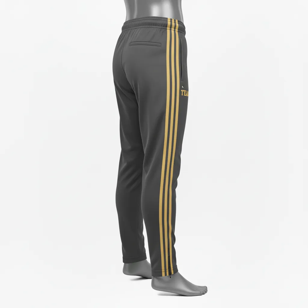 Custom Wrestling Full Length Warmup Pant - Gold - Charcoal Vegas Dual Stripe - Front View - Kinexa Sportswear