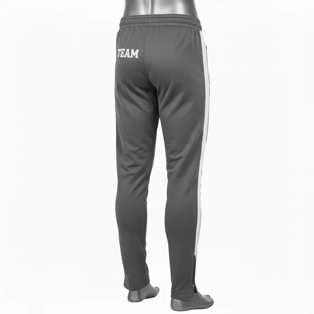 Custom Wrestling Full Length Warmup Pant - White - Charcoal Side Stripe - Front View - Kinexa Sportswear