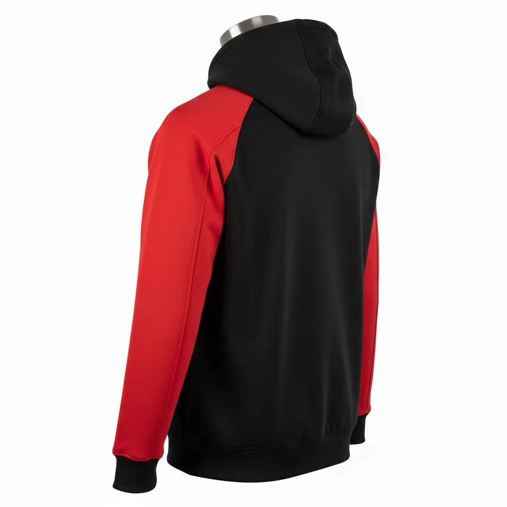 Custom Wrestling Full Zip Hoodie - Black, Red - Raglan - Back View - Kinexa Sportswear