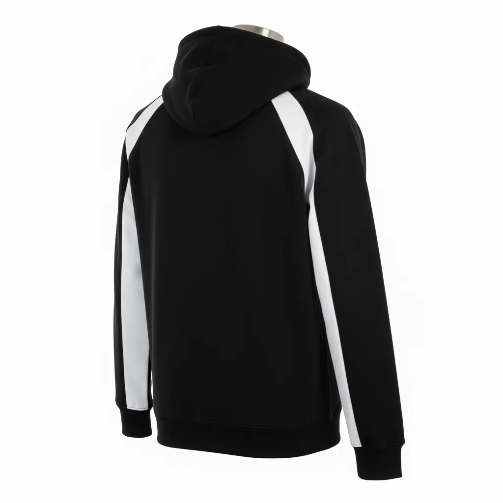 Custom Wrestling Full Zip Hoodie - Black, White - Raglan - Back View - Kinexa Sportswear