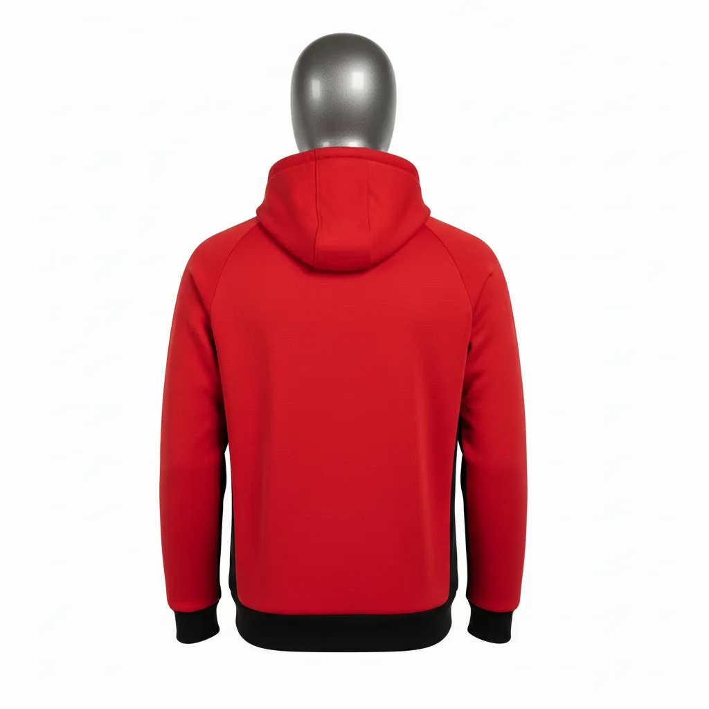 Custom Wrestling Full Zip Hoodie - Black - Cardinal Side Panel - Back View - Kinexa Sportswear