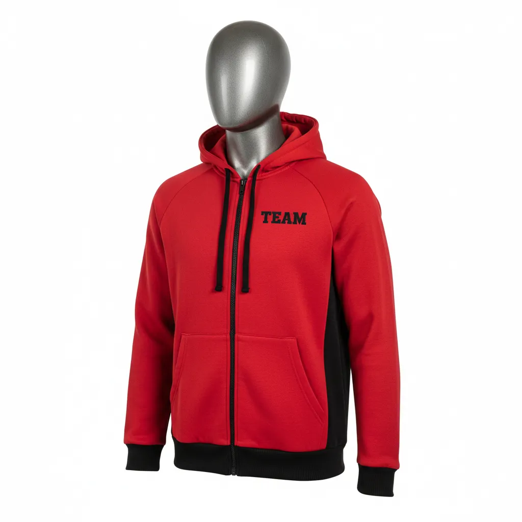 Custom Wrestling Full Zip Hoodie - Black - Cardinal Side Panel - Front View - Kinexa Sportswear