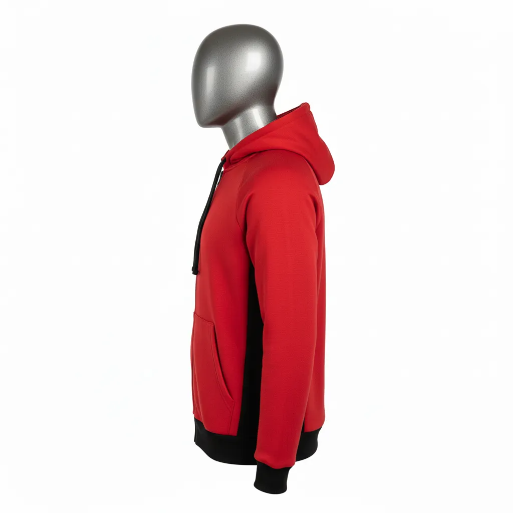 Custom Wrestling Full Zip Hoodie - Black - Cardinal Side Panel - Side View - Kinexa Sportswear