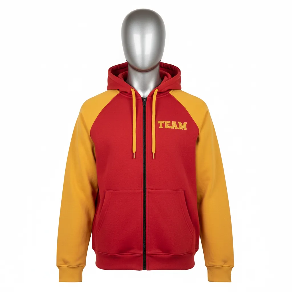 Custom Wrestling Full Zip Hoodie - Gold - Cardinal Vegas Raglan - Front View - Kinexa Sportswear