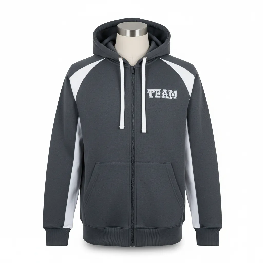 Custom Wrestling Full Zip Hoodie - White - Charcoal Raglan - Front View - Kinexa Sportswear
