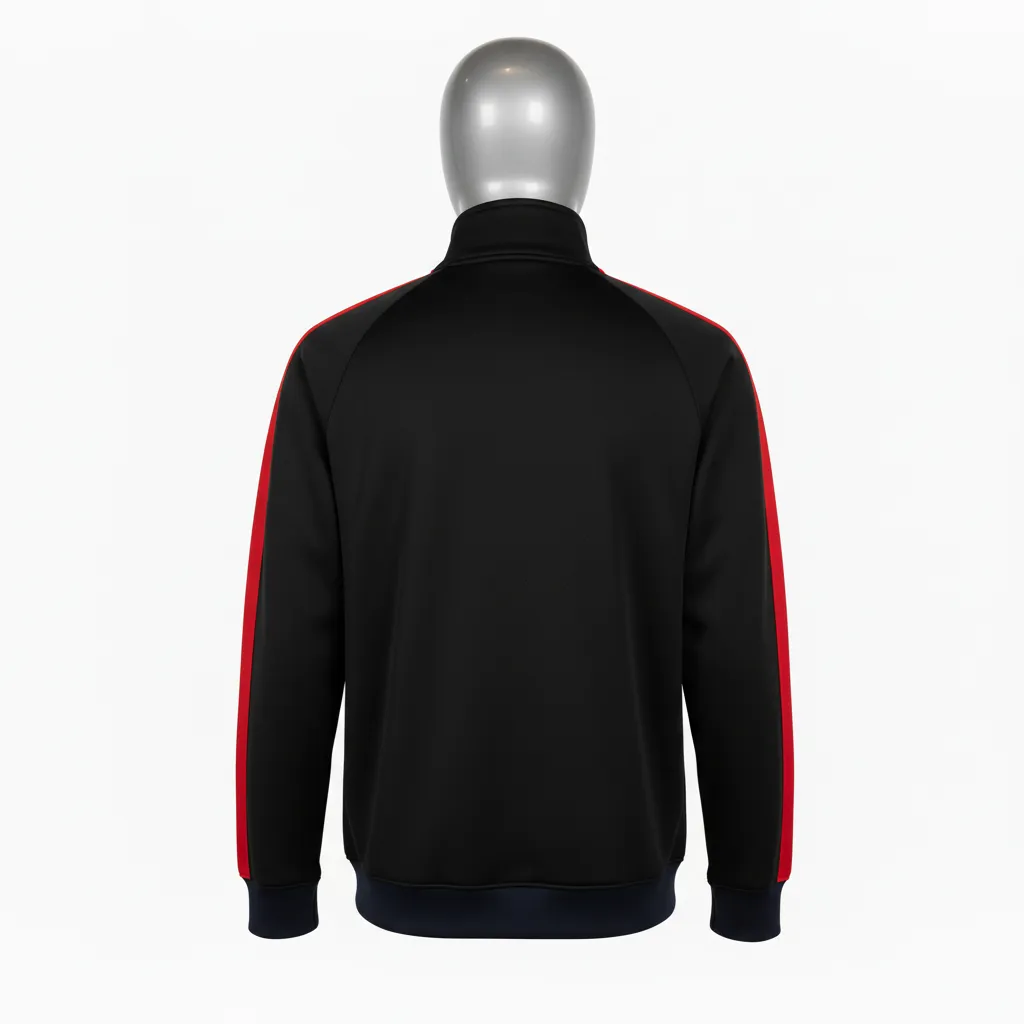Custom Wrestling Full Zip Warmup Jacket - Black, Red - Raglan - Back View - Kinexa Sportswear