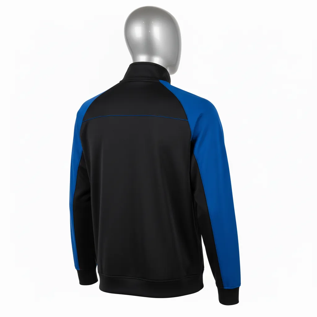 Custom Wrestling Full Zip Warmup Jacket - Black - Royal Raglan - Back View - Kinexa Sportswear