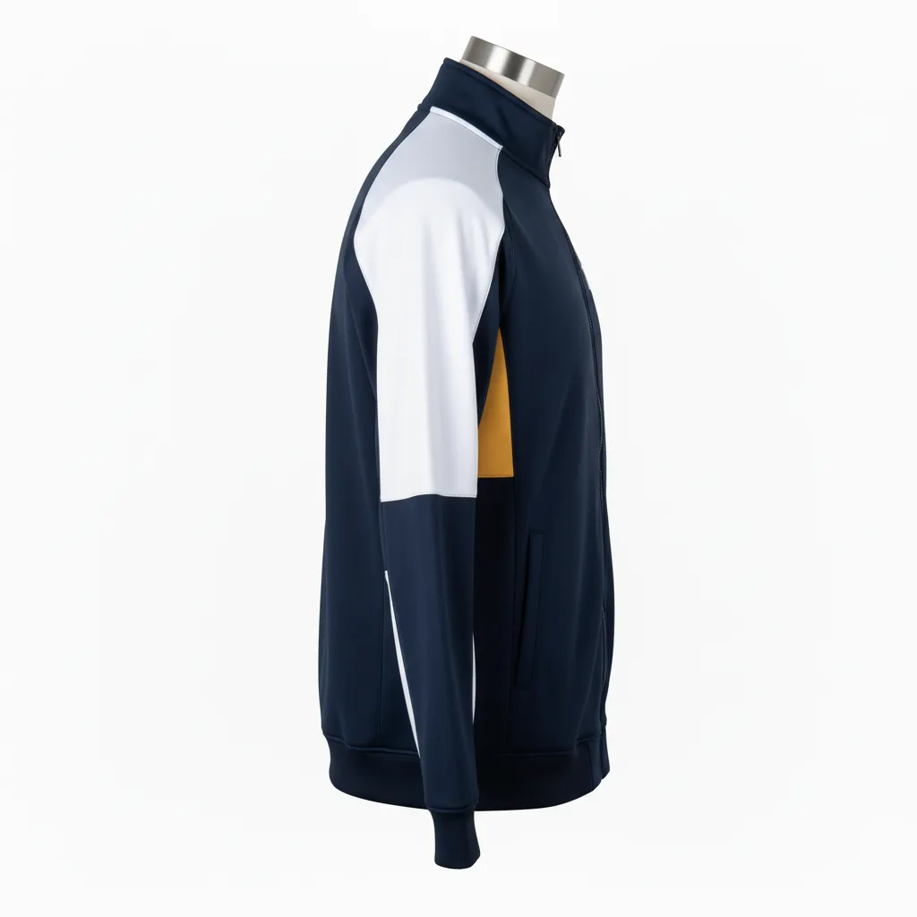 Custom Wrestling Full Zip Warmup Jacket - Black, White - Raglan - Side View - Kinexa Sportswear