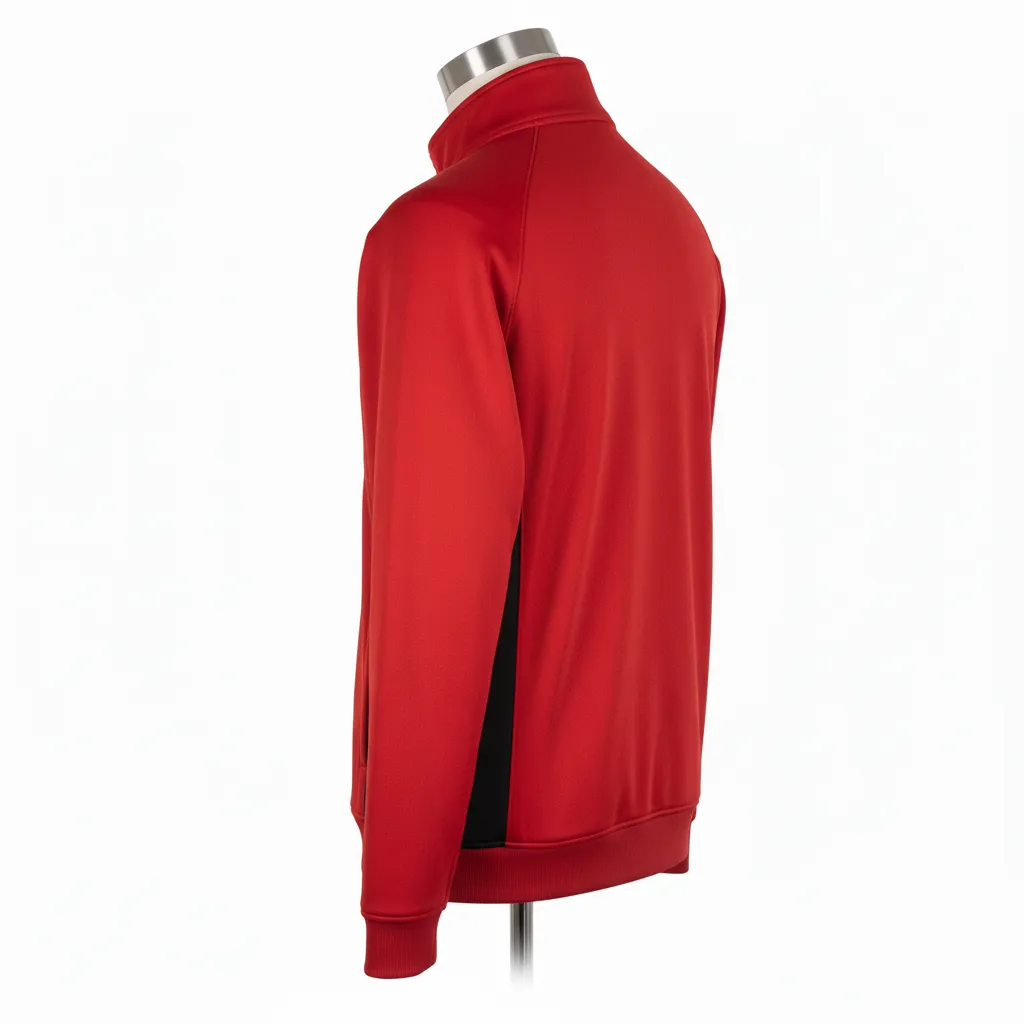 Custom Wrestling Full Zip Warmup Jacket - Black - Cardinal Side Insert - Back View - Kinexa Sportswear
