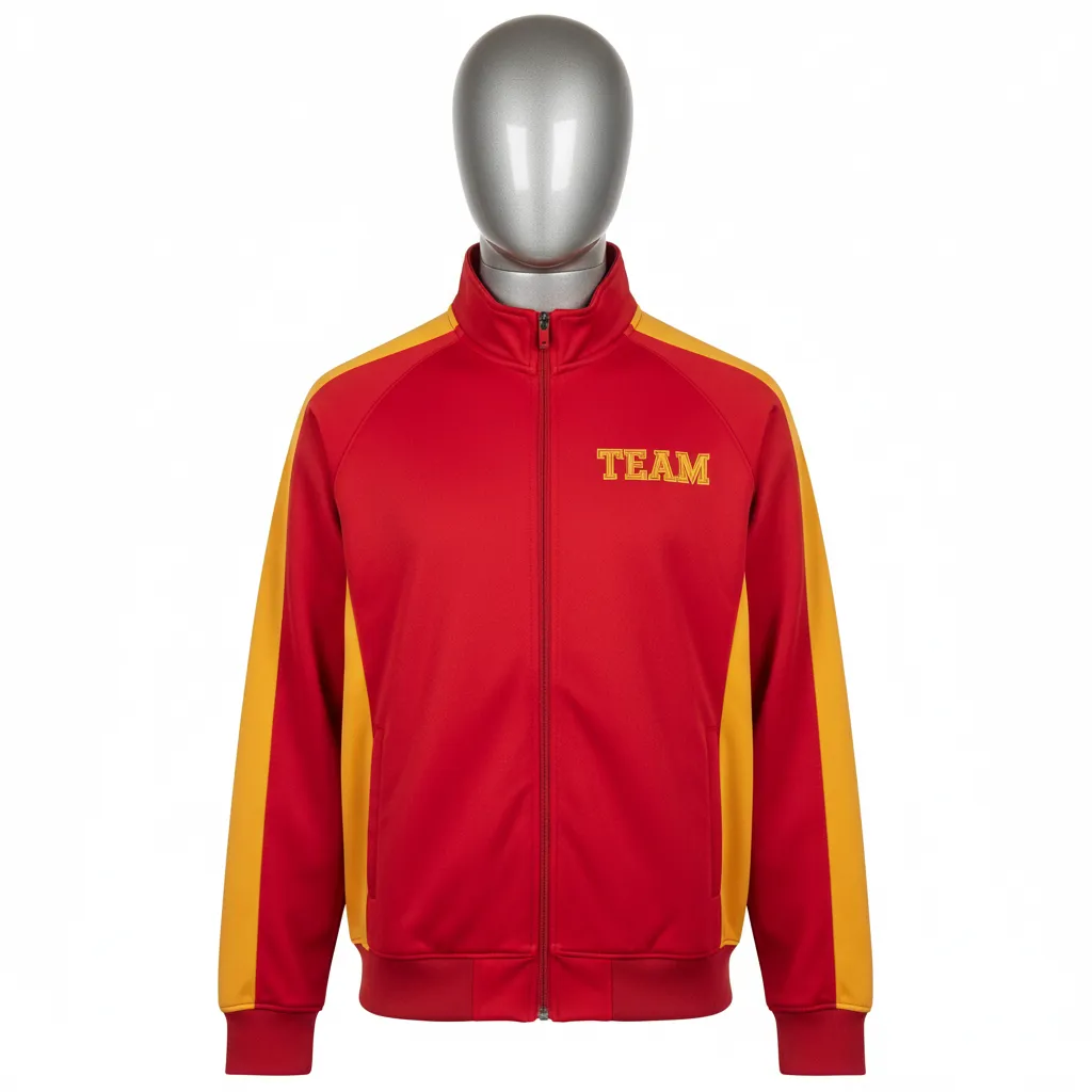 Custom Wrestling Full Zip Warmup Jacket - Gold - Cardinal Vegas Raglan - Front View - Kinexa Sportswear