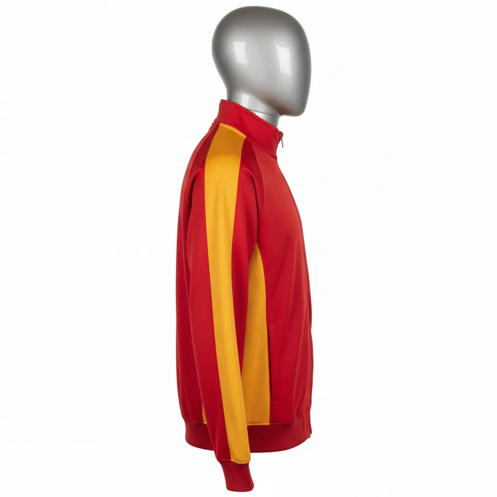 Custom Wrestling Full Zip Warmup Jacket - Gold - Cardinal Vegas Raglan - Side View - Kinexa Sportswear