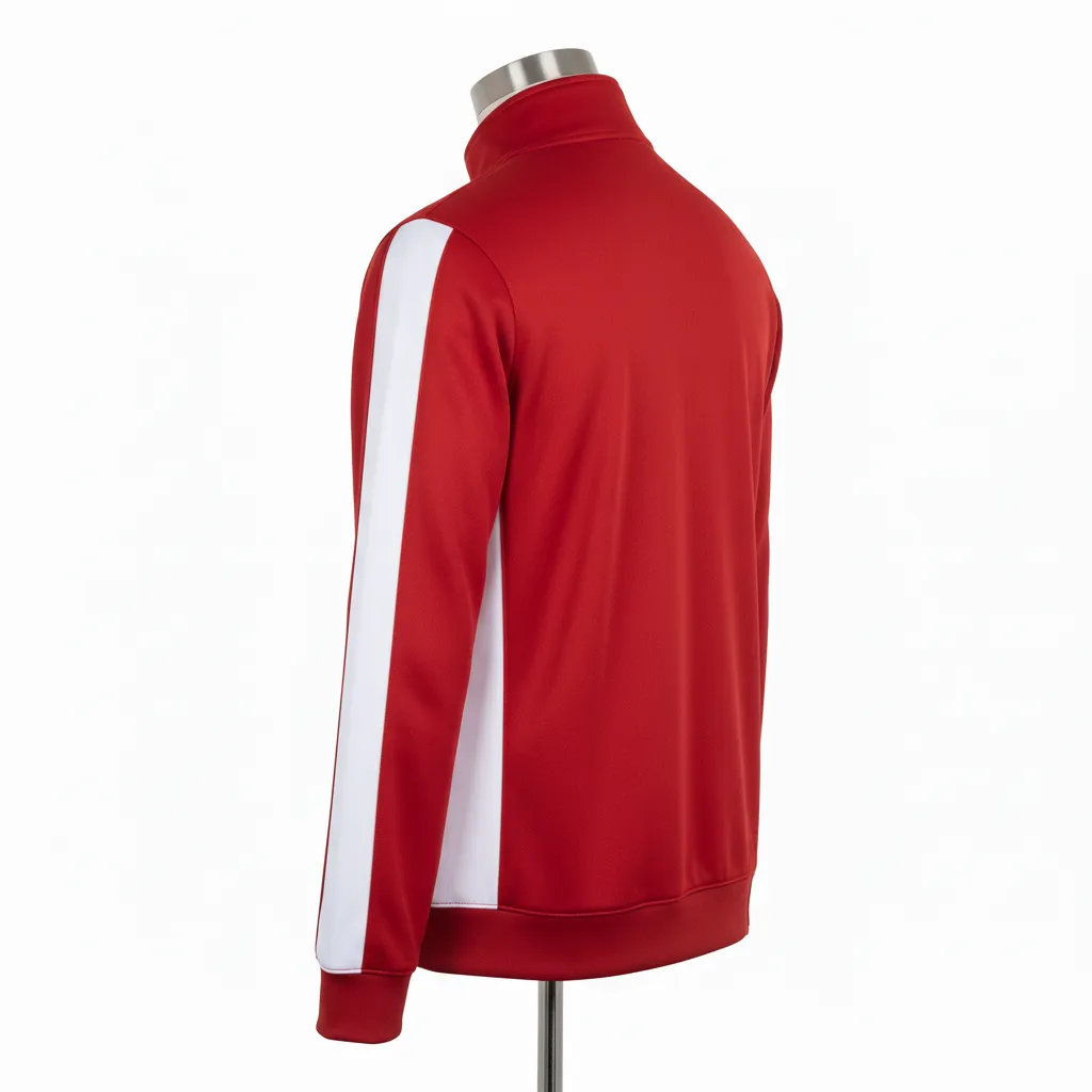 Custom Wrestling Full Zip Warmup Jacket - White - Cardinal Side Panel - Back View - Kinexa Sportswear