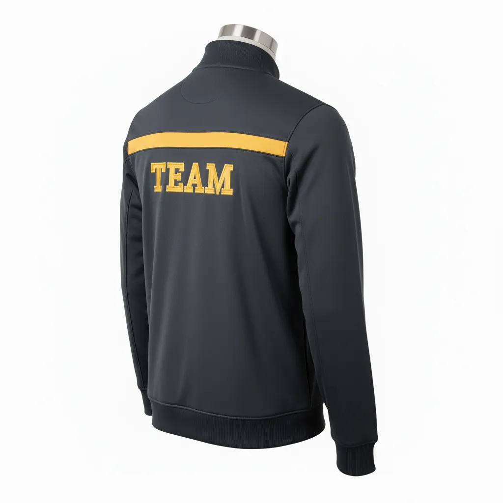 Custom Wrestling Full Zip Warmup Jacket - Gold - Charcoal Vegas Shoulder Stripe - Back View - Kinexa Sportswear