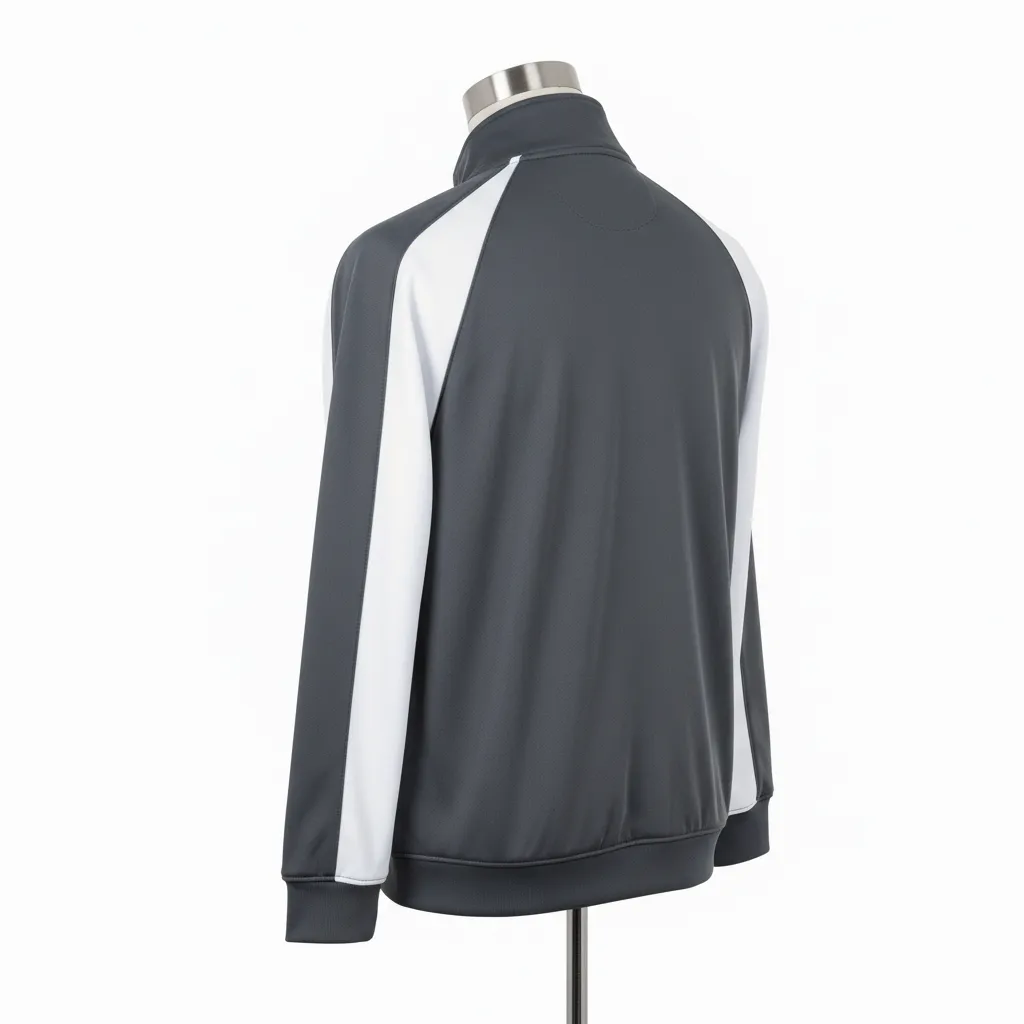 Custom Wrestling Full Zip Warmup Jacket - White - Charcoal Raglan - Back View - Kinexa Sportswear