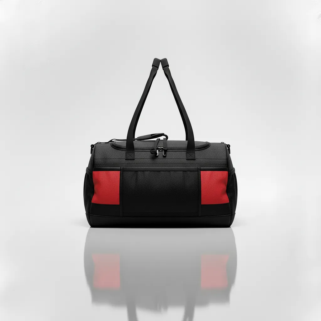 Custom Wrestling Gearbag - Black, Red - Gear Contrast Stripe - Back View - Kinexa Sportswear