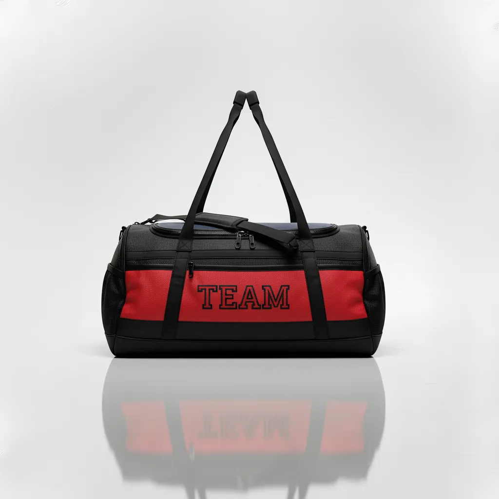 Custom Wrestling Gearbag - Black, Red - Gear Contrast Stripe - Front View - Kinexa Sportswear