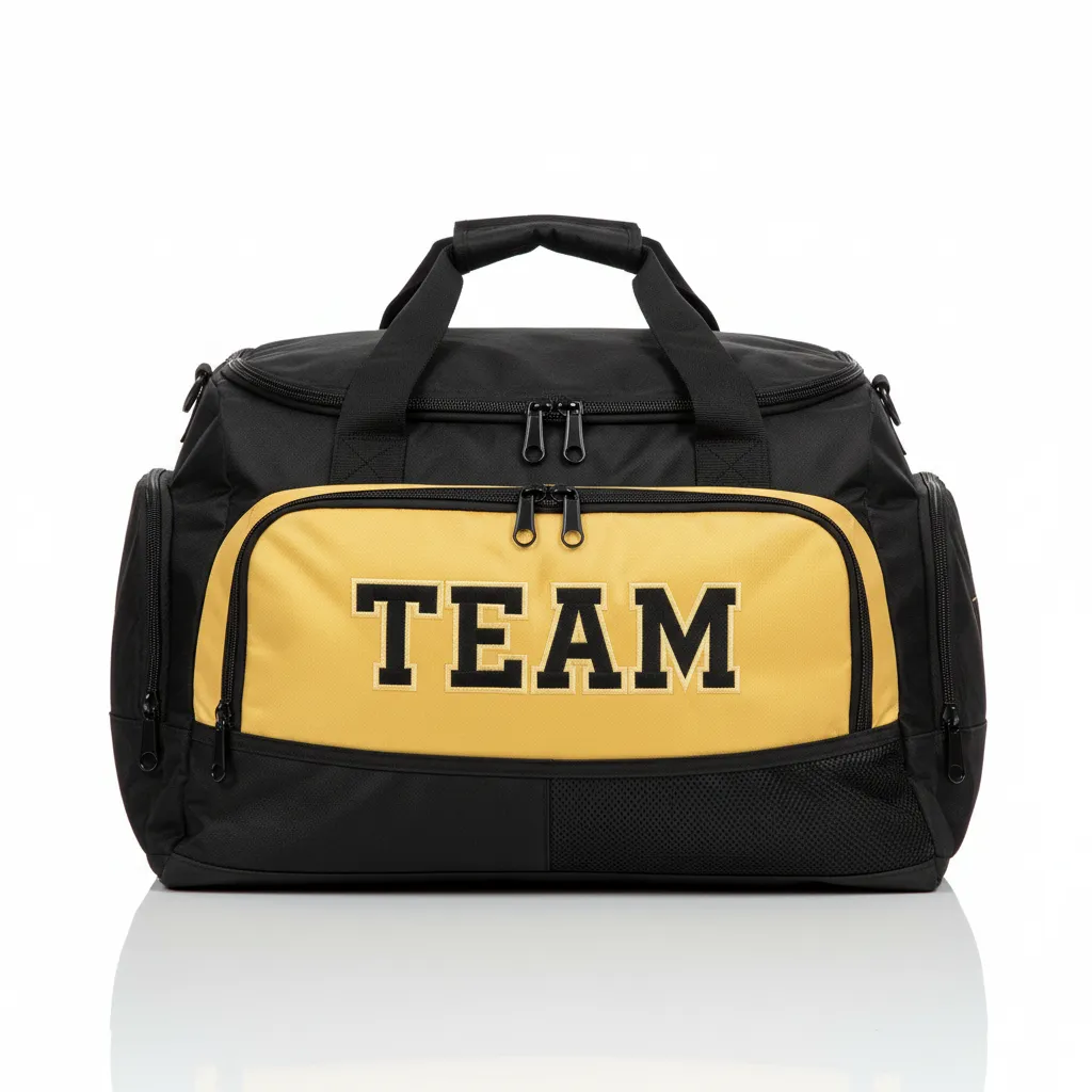 Custom Wrestling Gearbag - Black, Gold - Gear Vegas Front Panel - Front View - Kinexa Sportswear
