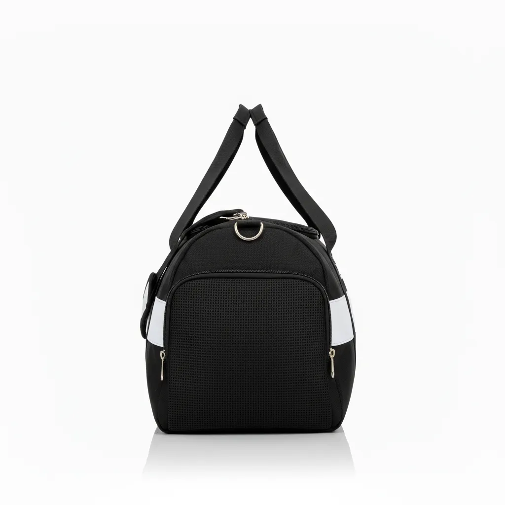 Custom Wrestling Gearbag - Black, White - Gear Contrast Stripe - Side View - Kinexa Sportswear