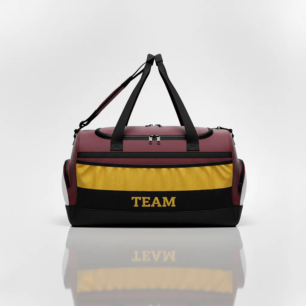 Custom Wrestling Gearbag - Burgundy, Gold - Gear Vegas Contrast Stripe - Front View - Kinexa Sportswear
