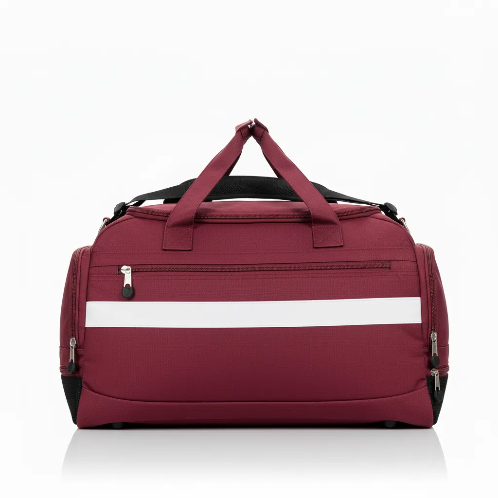 Custom Wrestling Gearbag - Burgundy, White - Gear Contrast Stripe - Side View - Kinexa Sportswear