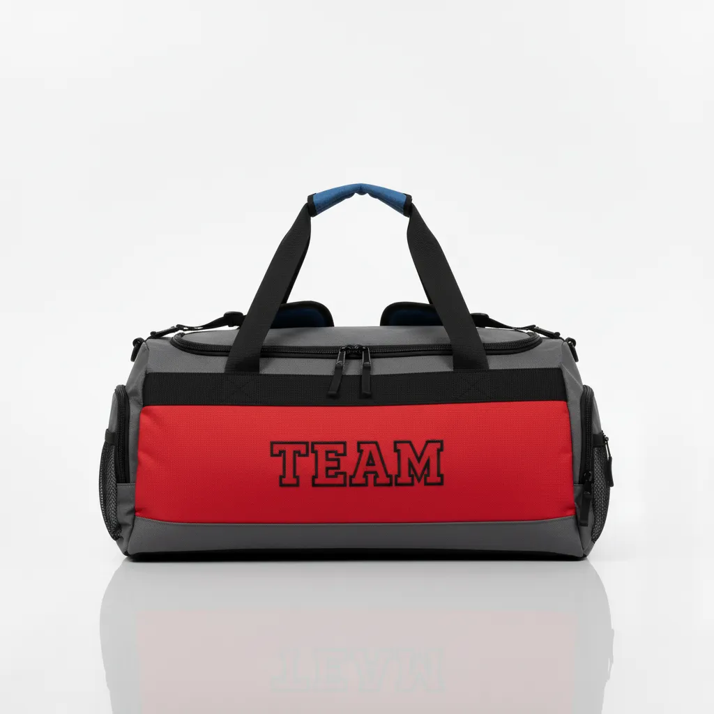 Custom Wrestling Gearbag - Red - Gear Charcoal Front Panel - Front View - Kinexa Sportswear