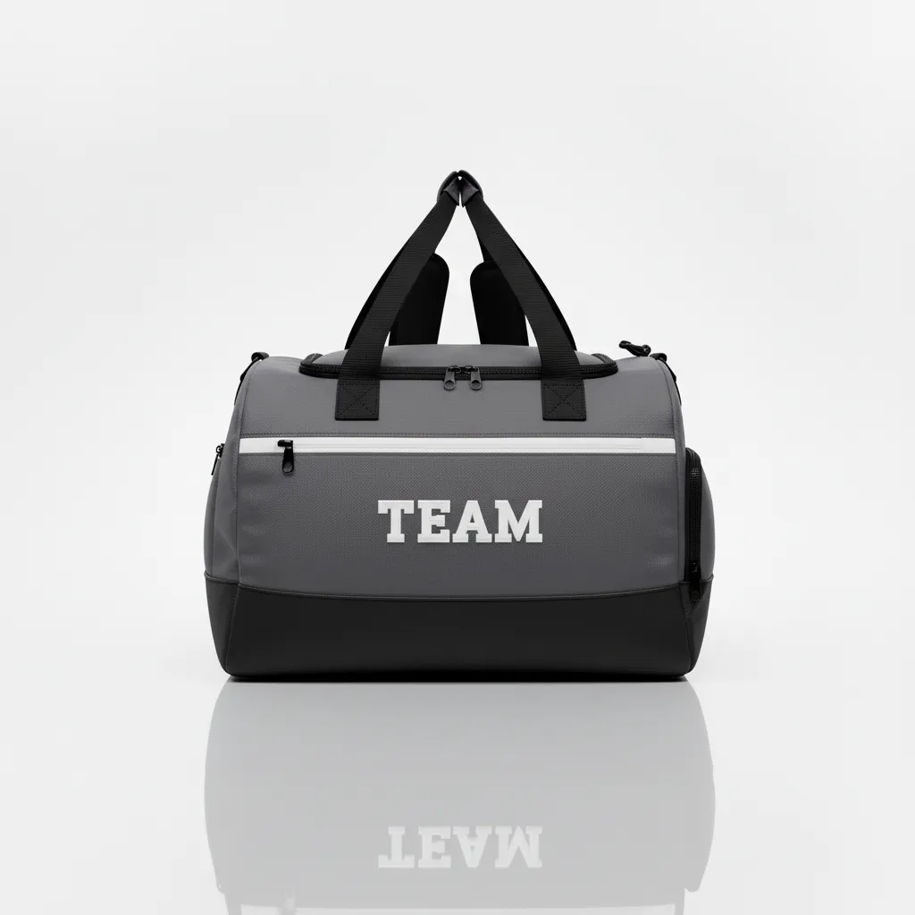 Custom Wrestling Gearbag - White - Gear Charcoal Contrast Stripe - Front View - Kinexa Sportswear