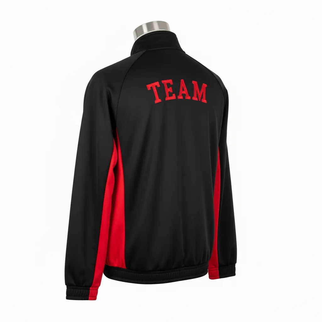 Custom Wrestling Lightweight Track Jacket - Black, Red - Side Panel - Back View - Kinexa Sportswear