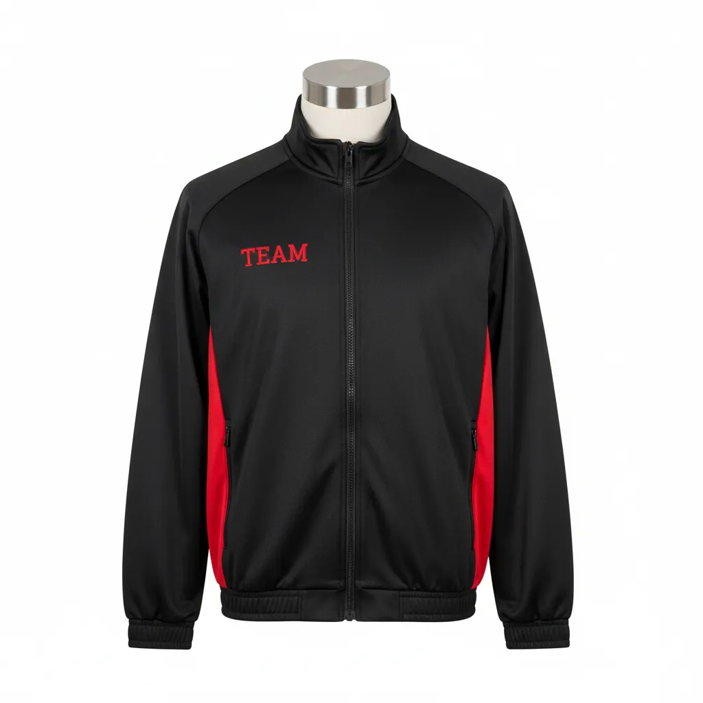 Custom Wrestling Lightweight Track Jacket - Black, Red - Side Panel - Front View - Kinexa Sportswear
