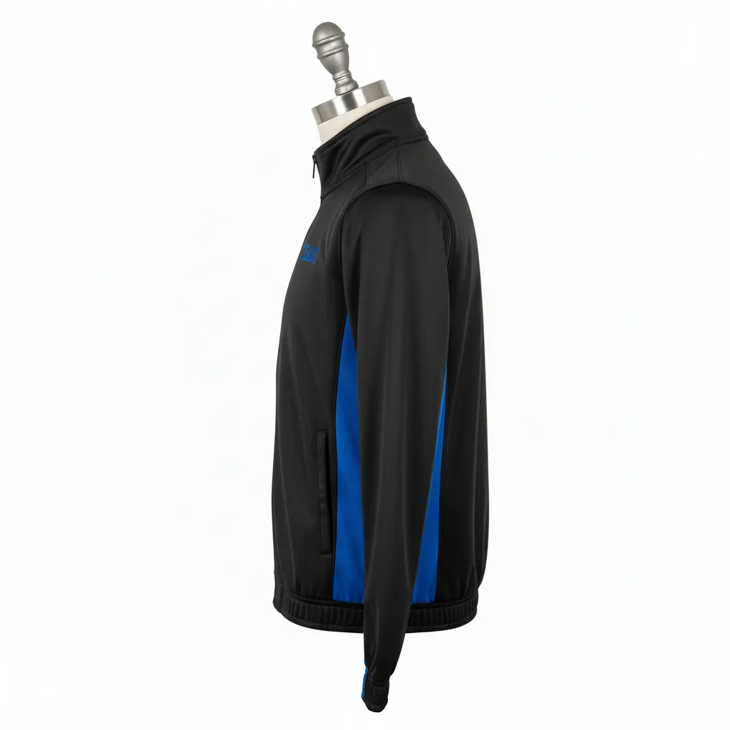 Custom Wrestling Lightweight Track Jacket - Black - Royal Side Panel - Side View - Kinexa Sportswear