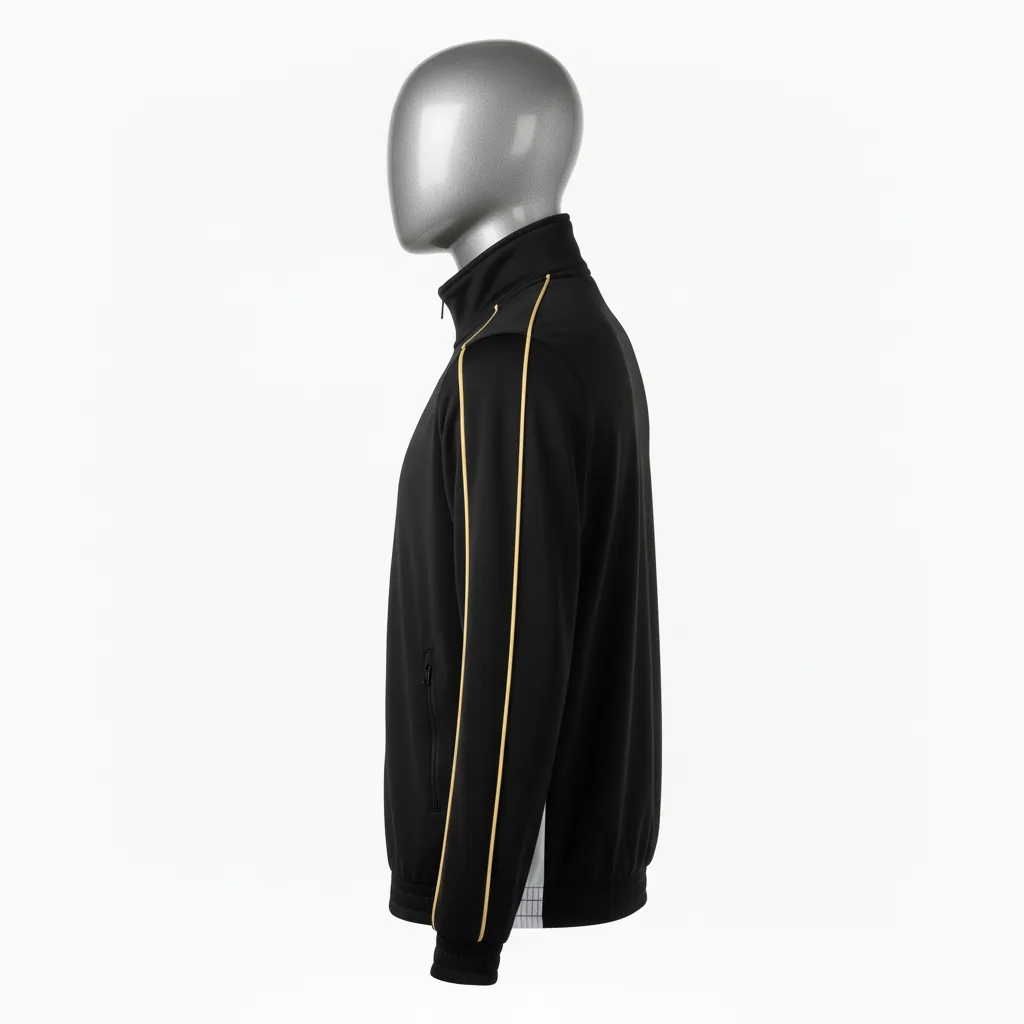 Custom Wrestling Lightweight Track Jacket - Black, Gold - Vegas Piping - Back View - Kinexa Sportswear
