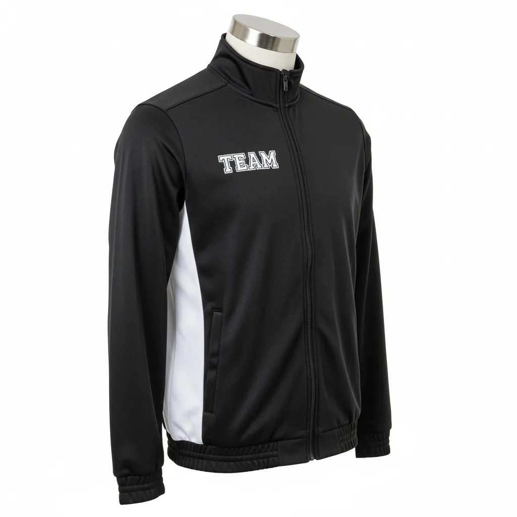 Custom Wrestling Lightweight Track Jacket - Black, White - Side Panel - Front View - Kinexa Sportswear