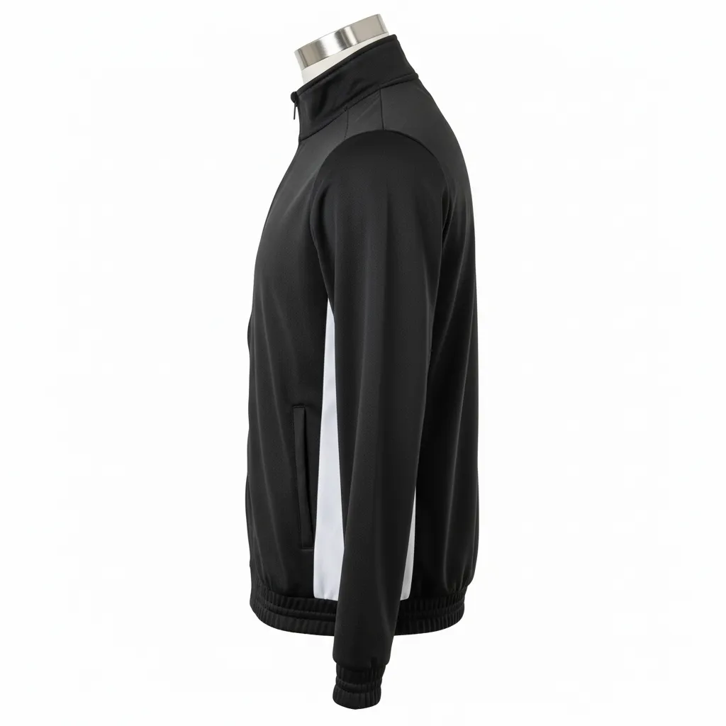 Custom Wrestling Lightweight Track Jacket - Black, White - Side Panel - Side View - Kinexa Sportswear