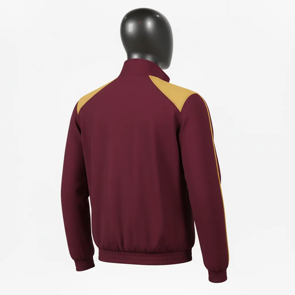 Custom Wrestling Lightweight Track Jacket - Burgundy, Gold - Vegas Shoulder Panel - Back View - Kinexa Sportswear