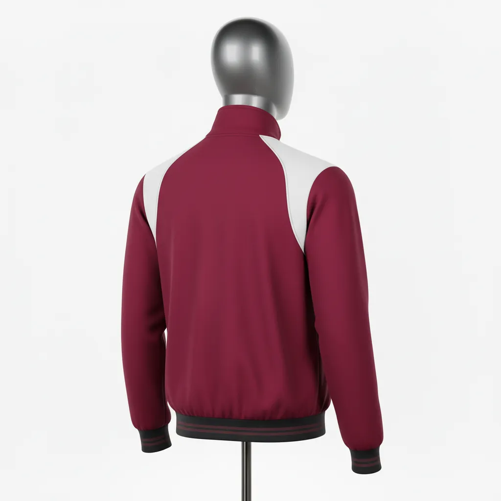 Custom Wrestling Lightweight Track Jacket - Burgundy, White - Shoulder Panel - Back View - Kinexa Sportswear