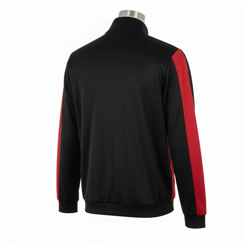 Custom Wrestling Lightweight Track Jacket - Black - Cardinal Shoulder Panel - Back View - Kinexa Sportswear