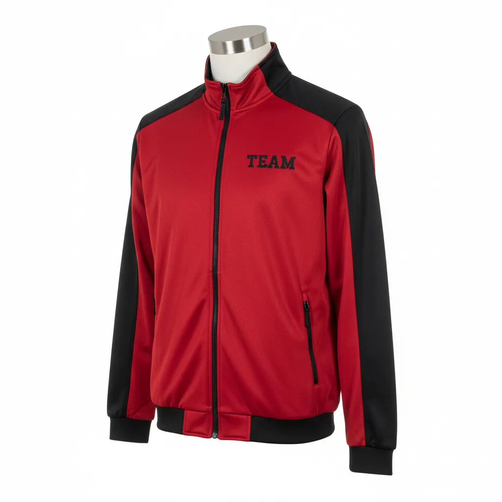 Custom Wrestling Lightweight Track Jacket - Black - Cardinal Shoulder Panel - Front View - Kinexa Sportswear
