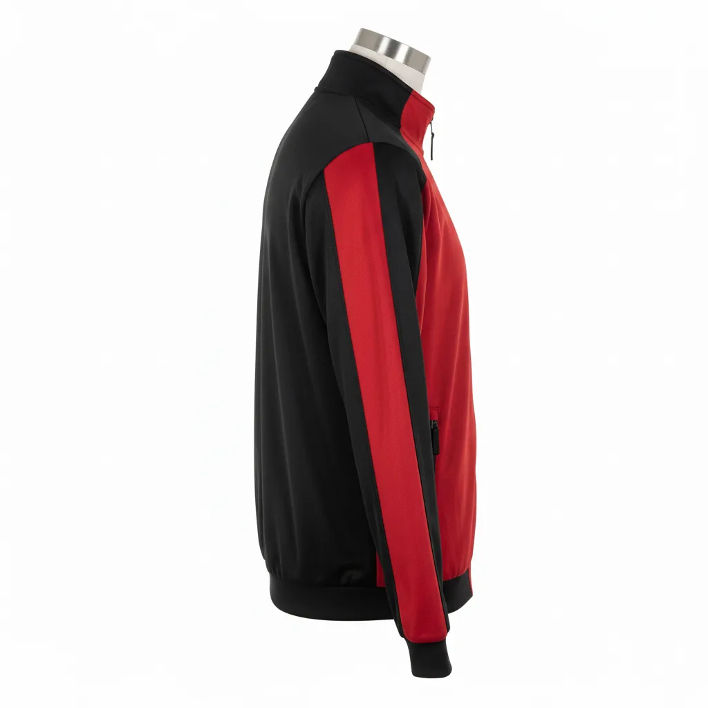 Custom Wrestling Lightweight Track Jacket - Black - Cardinal Shoulder Panel - Side View - Kinexa Sportswear