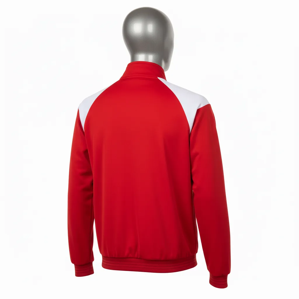 Custom Wrestling Lightweight Track Jacket - White - Cardinal Shoulder Panel - Back View - Kinexa Sportswear