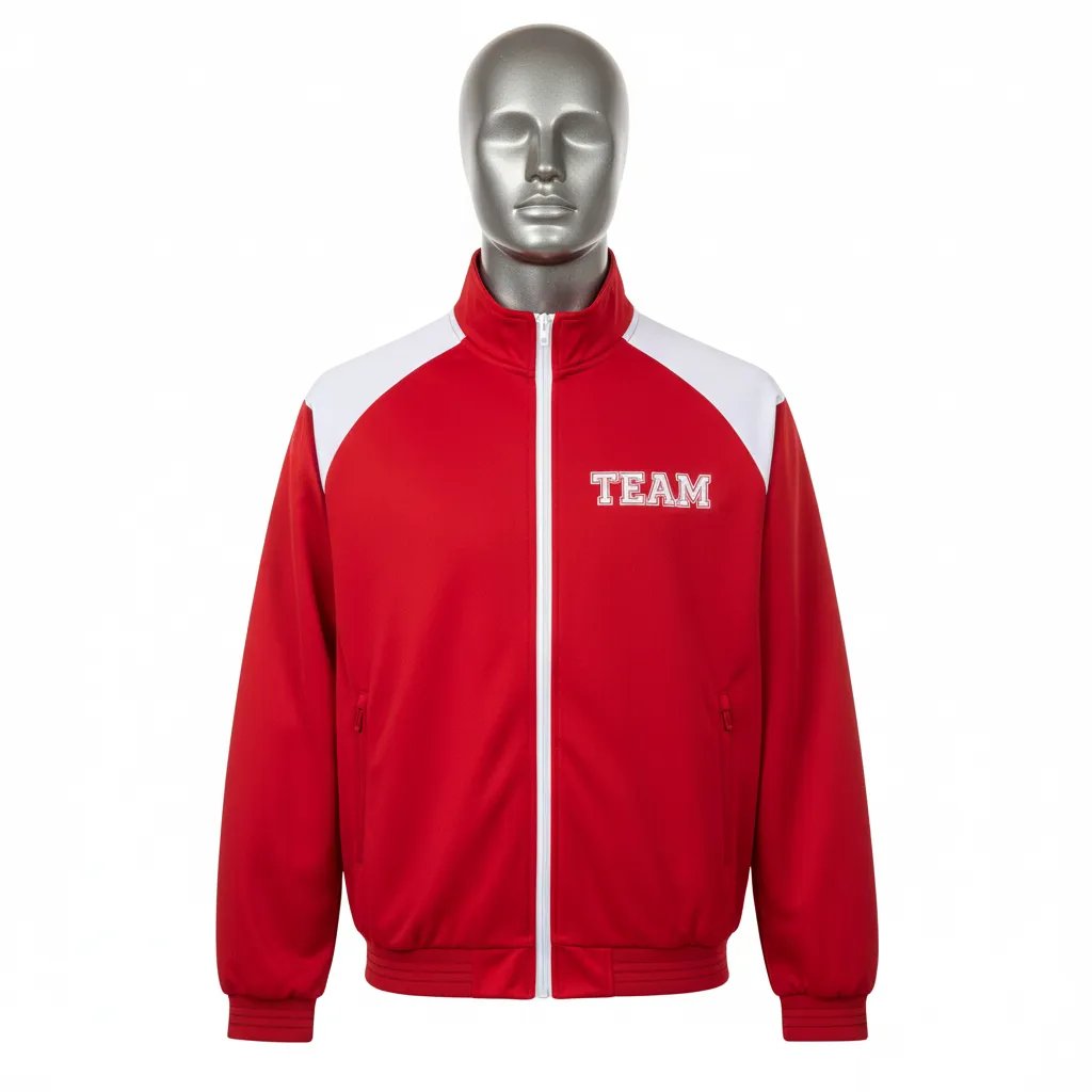 Custom Wrestling Lightweight Track Jacket - White - Cardinal Shoulder Panel - Front View - Kinexa Sportswear