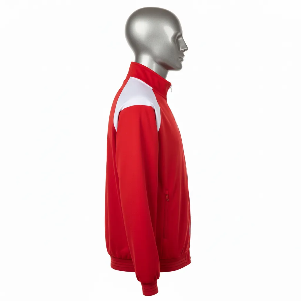 Custom Wrestling Lightweight Track Jacket - White - Cardinal Shoulder Panel - Side View - Kinexa Sportswear
