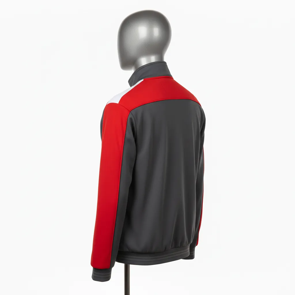 Custom Wrestling Lightweight Track Jacket - Red - Charcoal Stripe - Back View - Kinexa Sportswear
