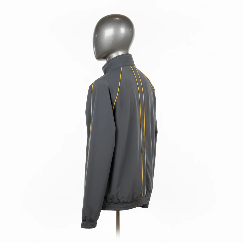 Custom Wrestling Lightweight Track Jacket - Gold - Charcoal Vegas Piping - Back View - Kinexa Sportswear