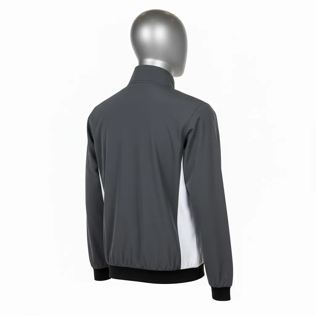 Custom Wrestling Lightweight Track Jacket - White - Charcoal Side Panel - Back View - Kinexa Sportswear