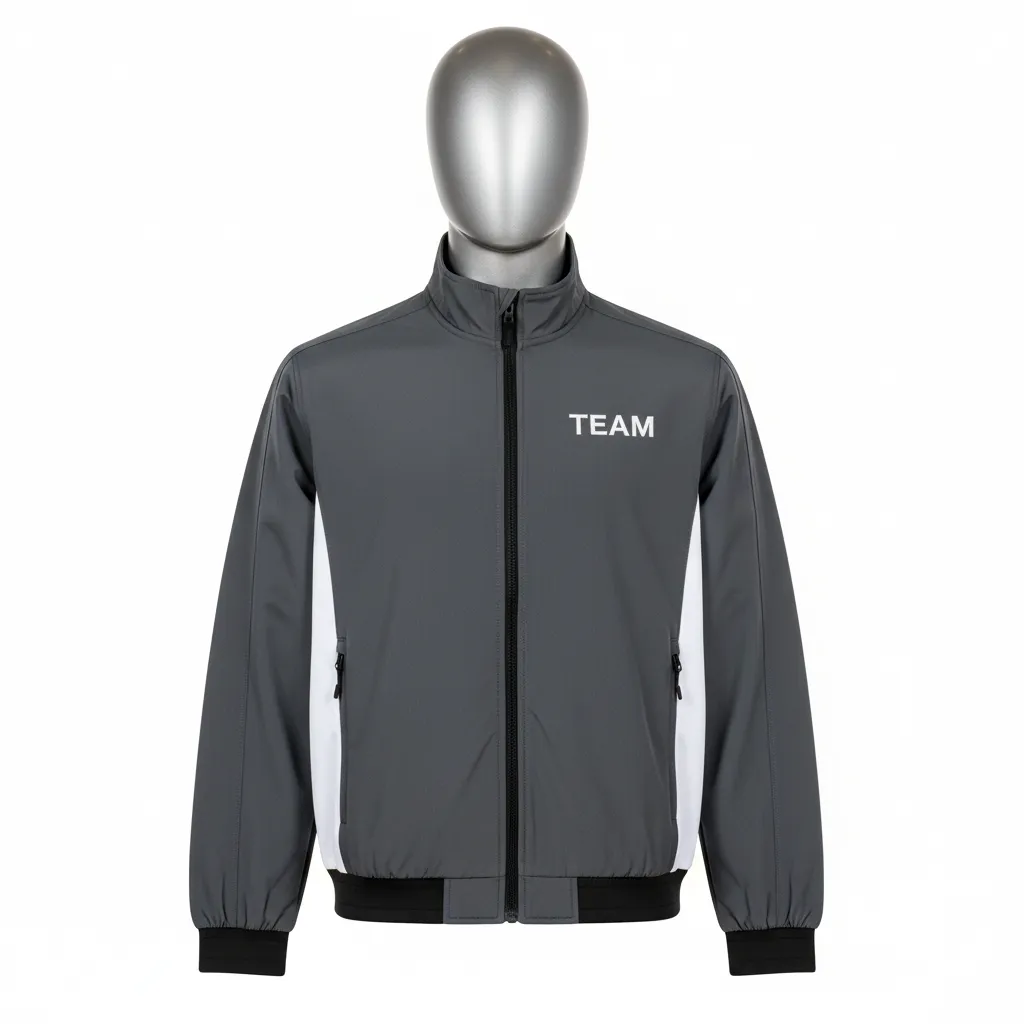 Custom Wrestling Lightweight Track Jacket - White - Charcoal Side Panel - Front View - Kinexa Sportswear