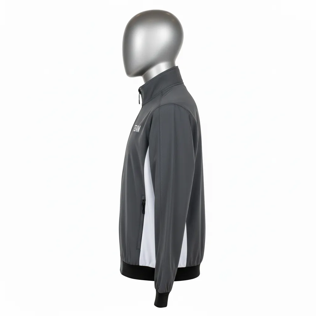 Custom Wrestling Lightweight Track Jacket - White - Charcoal Side Panel - Side View - Kinexa Sportswear