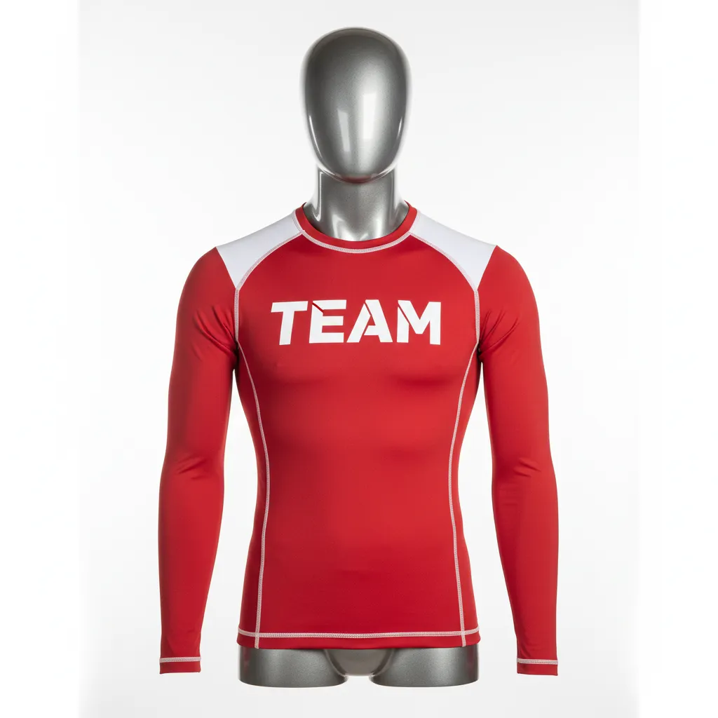 Custom Wrestling Long Sleeve Compression Shirt - White - Cardinal Shoulder Panel - Front View - Kinexa Sportswear