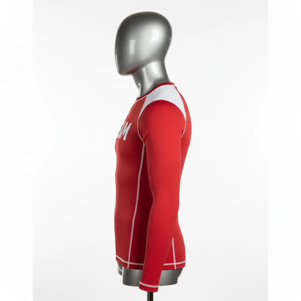 Custom Wrestling Long Sleeve Compression Shirt - White - Cardinal Shoulder Panel - Side View - Kinexa Sportswear